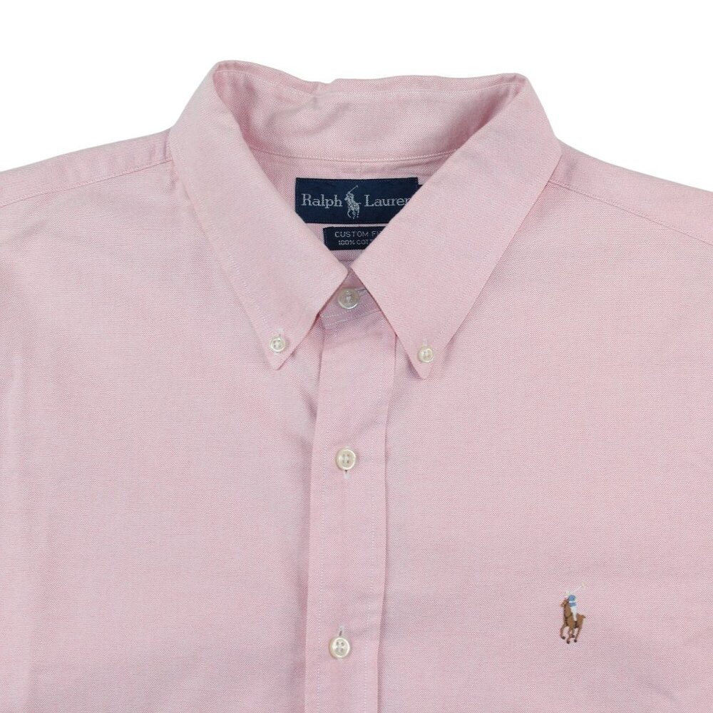 Ralph Lauren Mens 2XL Custom Fit Pink Flesh Pony Dress Shirt Button Down - Picture 4 of 9